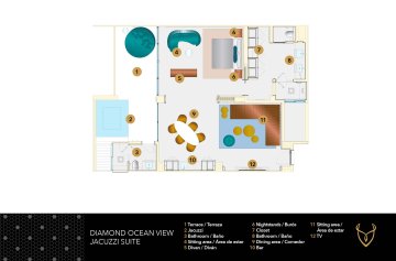 Diamond Ocean View Jacuzzi Suite Floor Plan