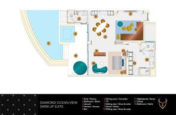 Diamond Ocean Swim Up Suite Floor Plan