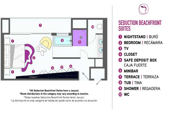 Seduction Beachfront Room Map