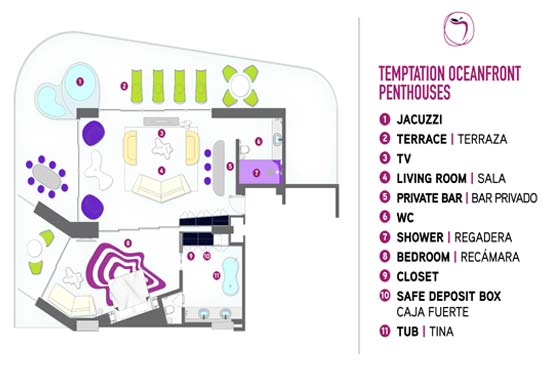 Temptation Resort Penthouse Suite Map